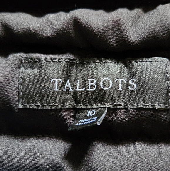 Talbots Quilted Down Filled plush Velvet Puffer Jacket Classy Holidays Black 10 - Picture 4 of 8